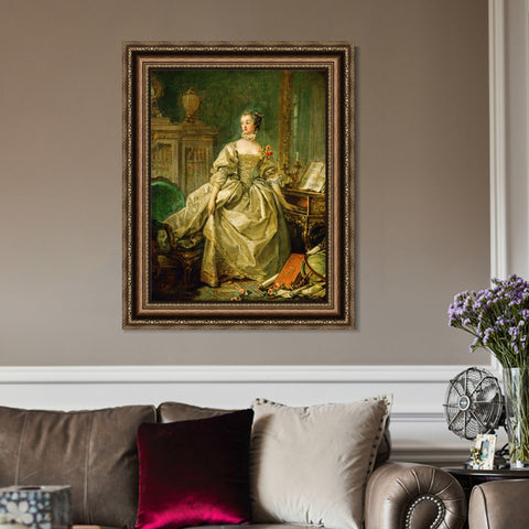 INVIN ART Framed Canvas Art Giclee Print La Marquise de Pompadour by Francois Boucher Wall Art Living Room Home Office Decorations