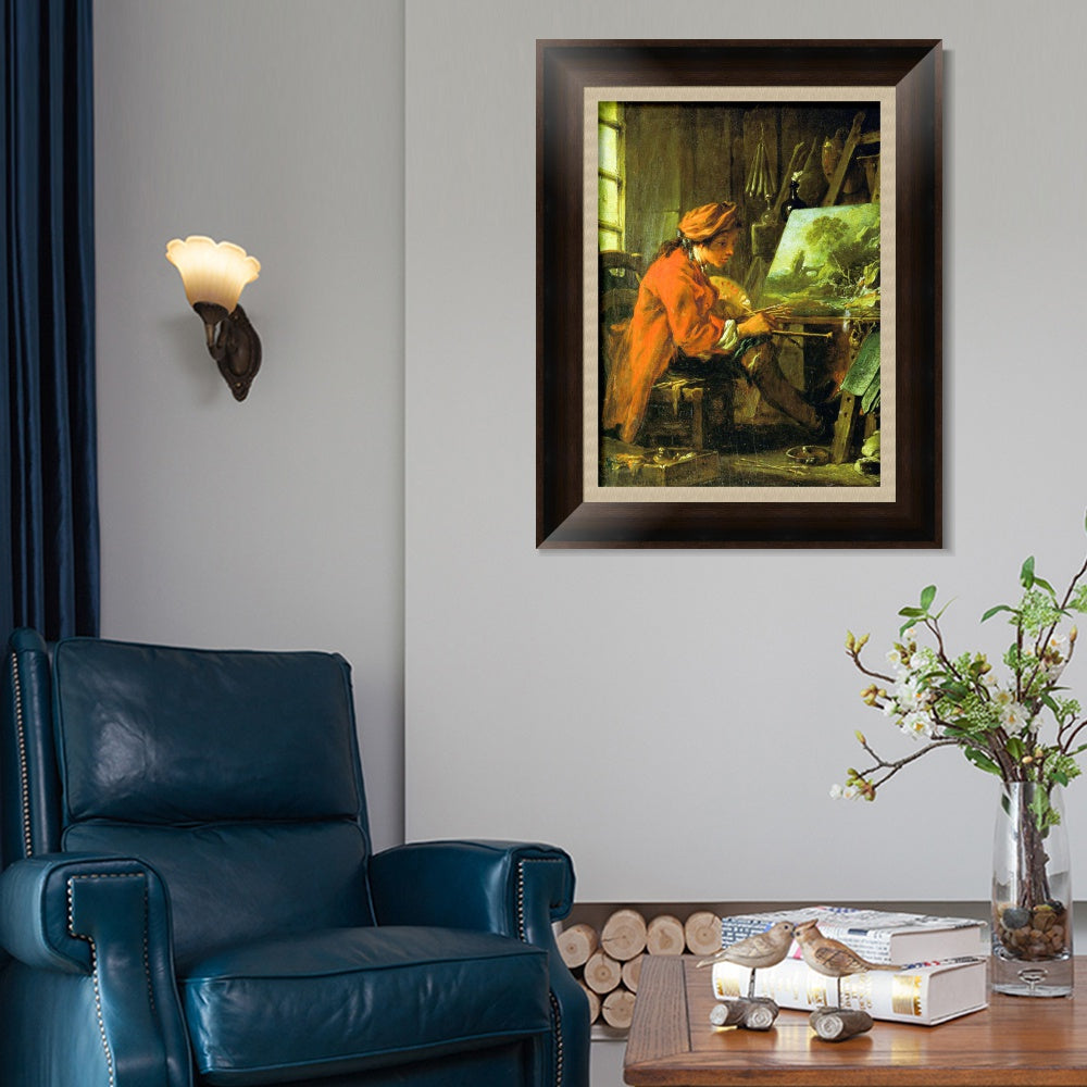 INVIN ART Framed Canvas Art Giclee Print Painter in his Studio by Francois Boucher Wall Art Living Room Home Office Decorations