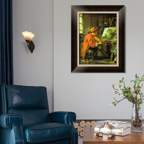 INVIN ART Framed Canvas Art Giclee Print Painter in his Studio by Francois Boucher Wall Art Living Room Home Office Decorations