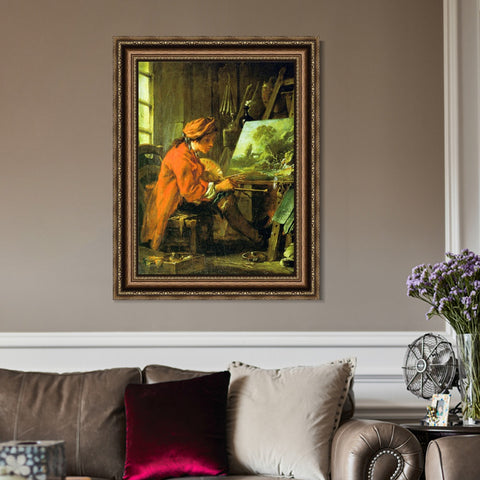 INVIN ART Framed Canvas Art Giclee Print Painter in his Studio by Francois Boucher Wall Art Living Room Home Office Decorations