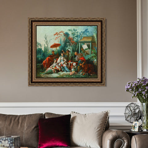 INVIN ART Framed Canvas Art Giclee Print The Chinese Garden by Francois Boucher Wall Art Living Room Home Office Decorations