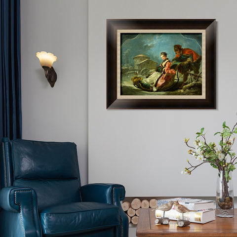 INVIN ART Framed Canvas Art Giclee Print Winter anagoria by Francois Boucher Wall Art Living Room Home Office Decorations