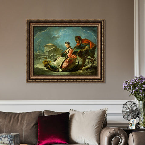 INVIN ART Framed Canvas Art Giclee Print Winter anagoria by Francois Boucher Wall Art Living Room Home Office Decorations