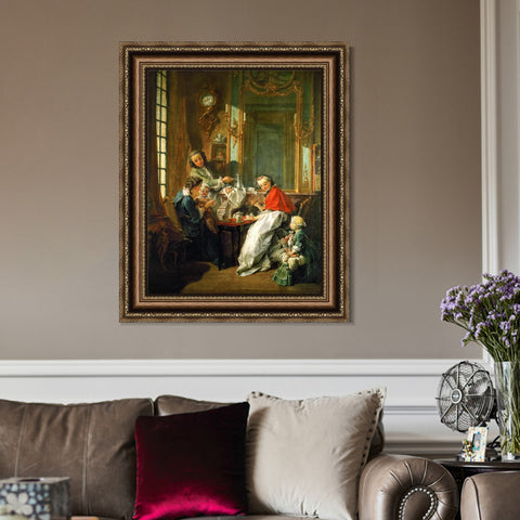 INVIN ART Framed Canvas Art Giclee Print The lunch by Francois Boucher Wall Art Living Room Home Office Decorations