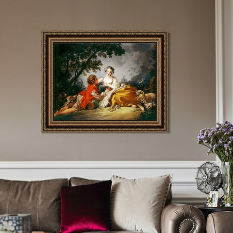 INVIN ART Framed Canvas Art Giclee Print Series#039 by Francois Boucher Wall Art Living Room Home Office Decorations