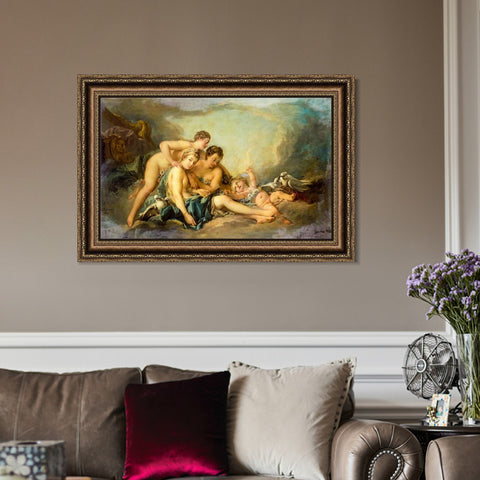 INVIN ART Framed Canvas Art Giclee Print Series#040 by Francois Boucher Wall Art Living Room Home Office Decorations