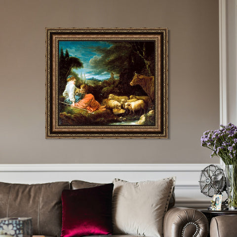 INVIN ART Framed Canvas Art Giclee Print Series#042 by Francois Boucher Wall Art Living Room Home Office Decorations