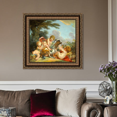 INVIN ART Framed Canvas Art Giclee Print Series#046 by Francois Boucher Wall Art Living Room Home Office Decorations