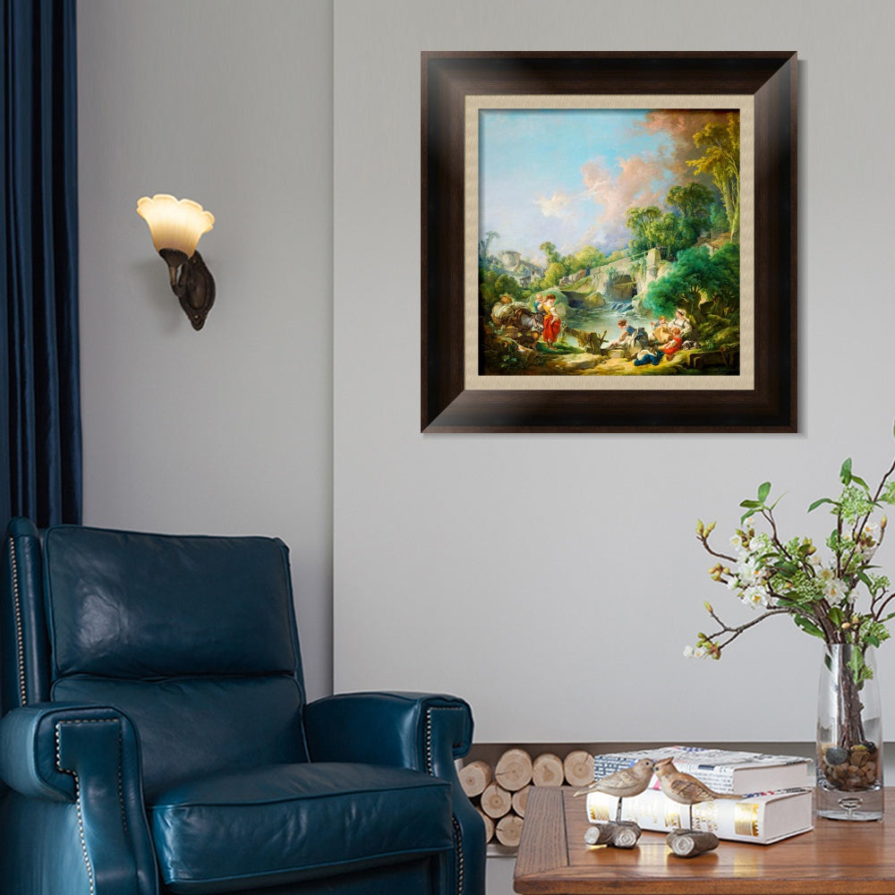 INVIN ART Framed Canvas Art Giclee Print Series#047 by Francois Boucher Wall Art Living Room Home Office Decorations