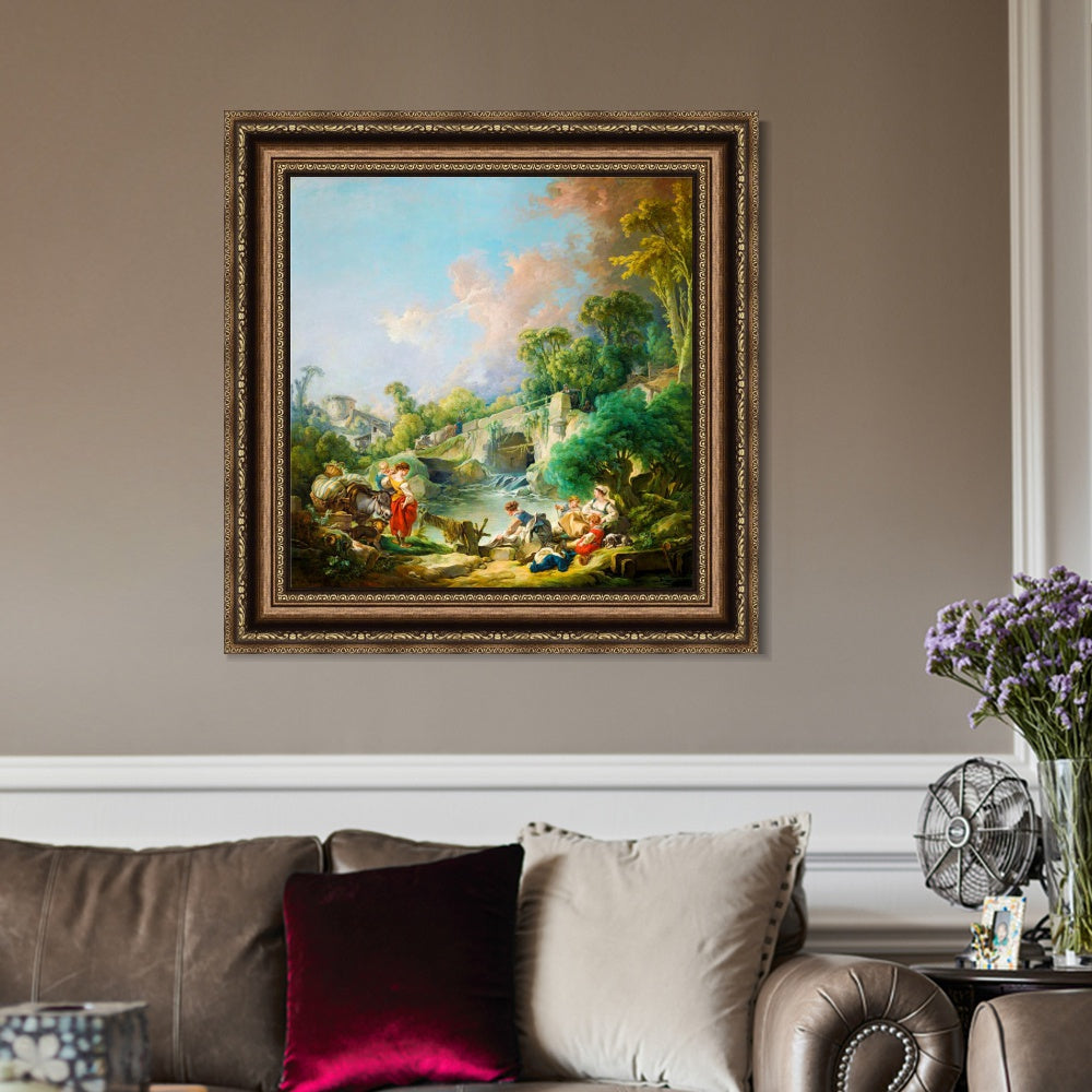 INVIN ART Framed Canvas Art Giclee Print Series#047 by Francois Boucher Wall Art Living Room Home Office Decorations