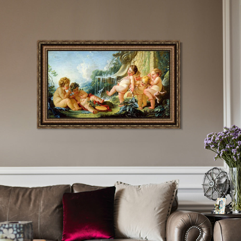 INVIN ART Framed Canvas Art Giclee Print Series#048 by Francois Boucher Wall Art Living Room Home Office Decorations