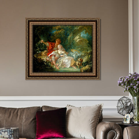 INVIN ART Framed Canvas Art Giclee Print Pastorale,1760 by Francois Boucher Wall Art Living Room Home Office Decorations