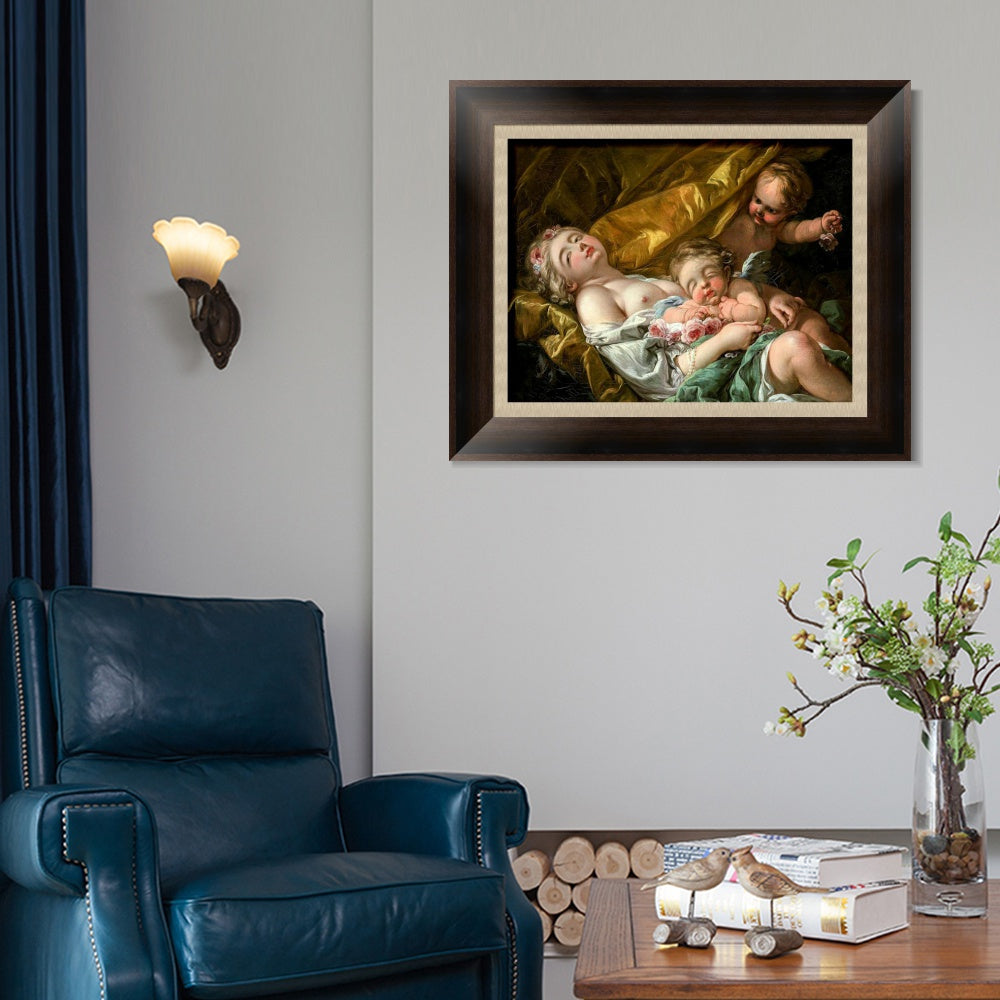 INVIN ART Framed Canvas Art Giclee Print Series#053 by Francois Boucher Wall Art Living Room Home Office Decorations