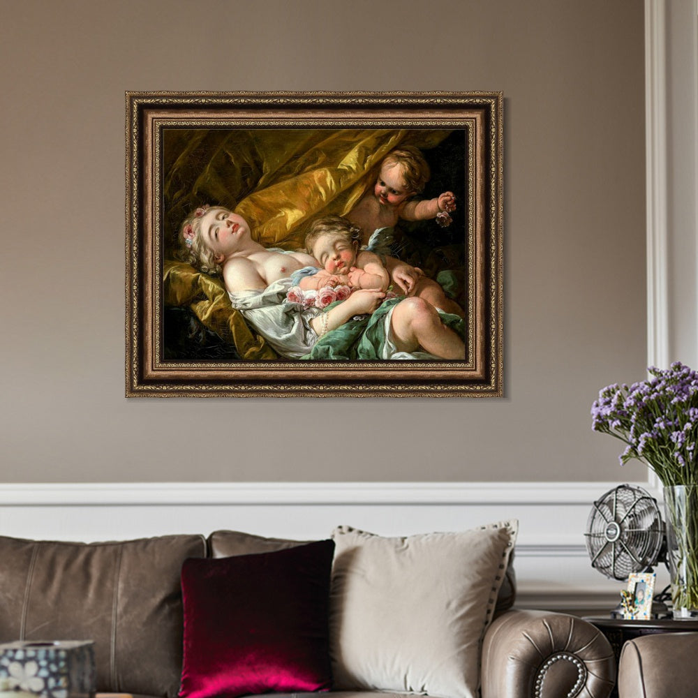 INVIN ART Framed Canvas Art Giclee Print Series#053 by Francois Boucher Wall Art Living Room Home Office Decorations