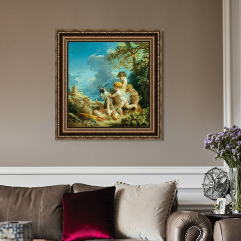 INVIN ART Framed Canvas Art Giclee Print Entitled Autumn, 1731 by Francois Boucher Wall Art Living Room Home Office Decorations