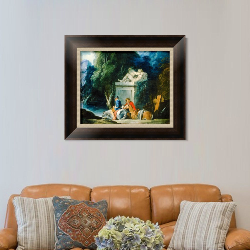 INVIN ART Framed Canvas Art Giclee Print Crossing the Ford by Francois Boucher Wall Art Living Room Home Office Decorations