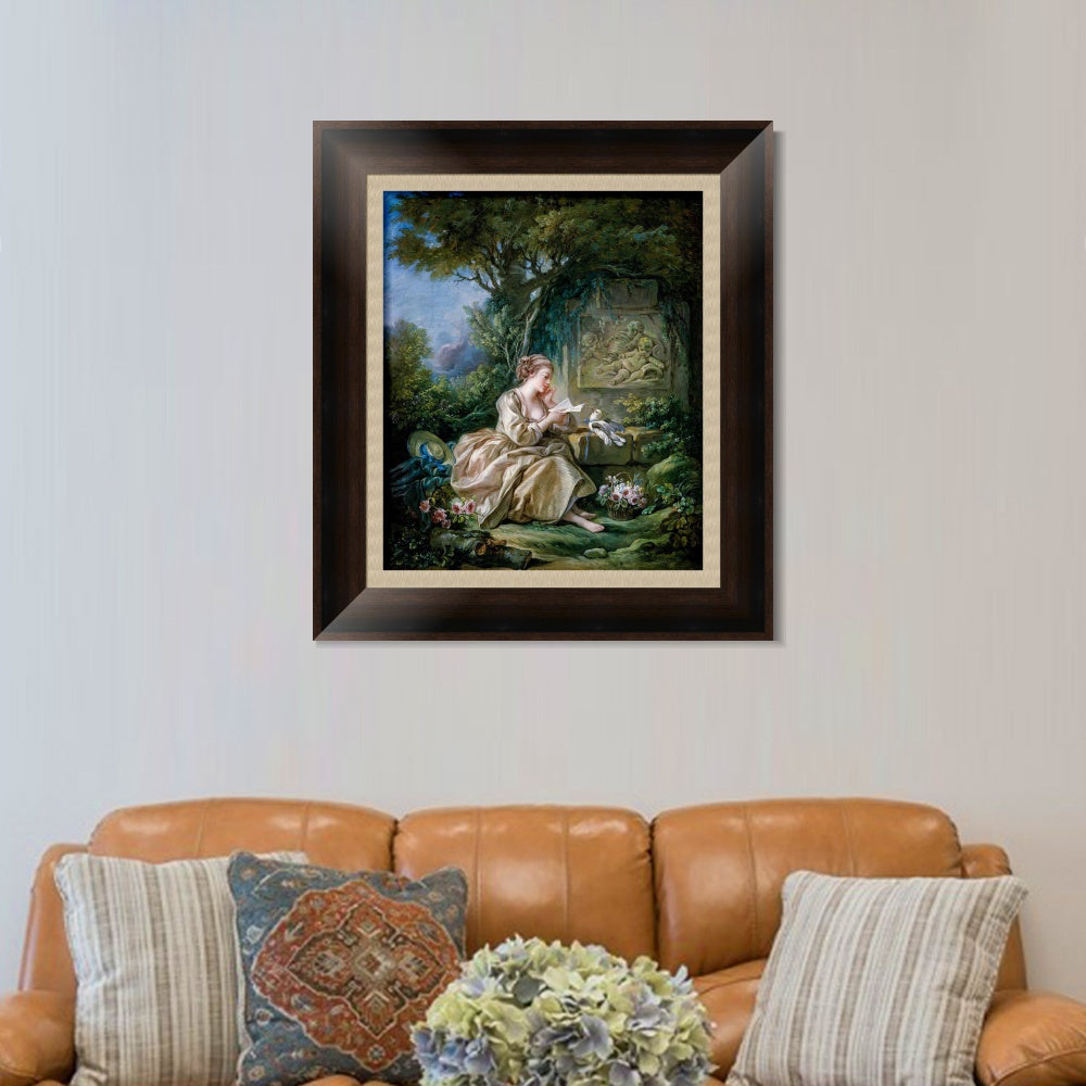 INVIN ART Framed Canvas Art Giclee Print The secret message by Francois Boucher Wall Art Living Room Home Office Decorations