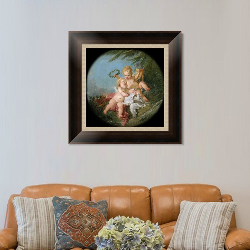 INVIN ART Framed Canvas Art Giclee Print An Allegory of Poetry by Francois Boucher Wall Art Living Room Home Office Decorations