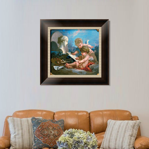 INVIN ART Framed Canvas Art Giclee Print Cupids by Francois Boucher Wall Art Living Room Home Office Decorations