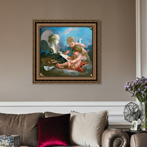 INVIN ART Framed Canvas Art Giclee Print Cupids by Francois Boucher Wall Art Living Room Home Office Decorations