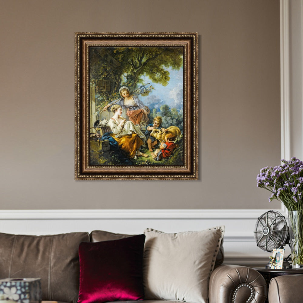 INVIN ART Framed Canvas Art Giclee Print Series#096 by Francois Boucher Wall Art Living Room Home Office Decorations