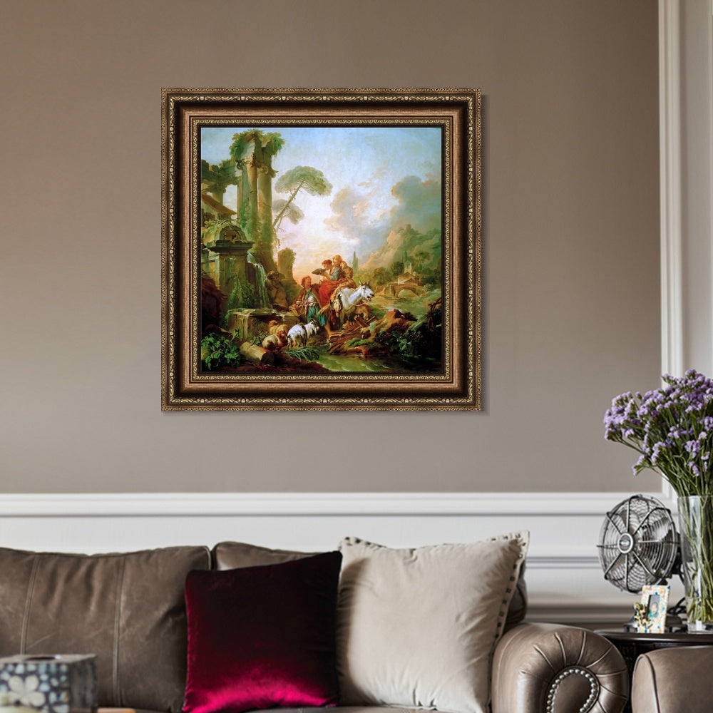 INVIN ART Framed Canvas Art Giclee Print Series#098 by Francois Boucher Wall Art Living Room Home Office Decorations