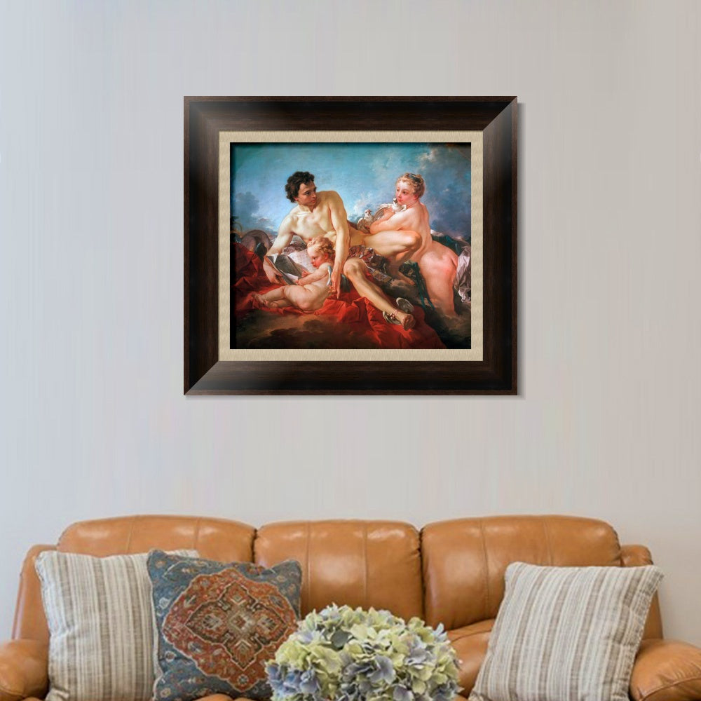 INVIN ART Framed Canvas Art Giclee Print The Education of Cupid by Francois Boucher Wall Art Living Room Home Office Decorations