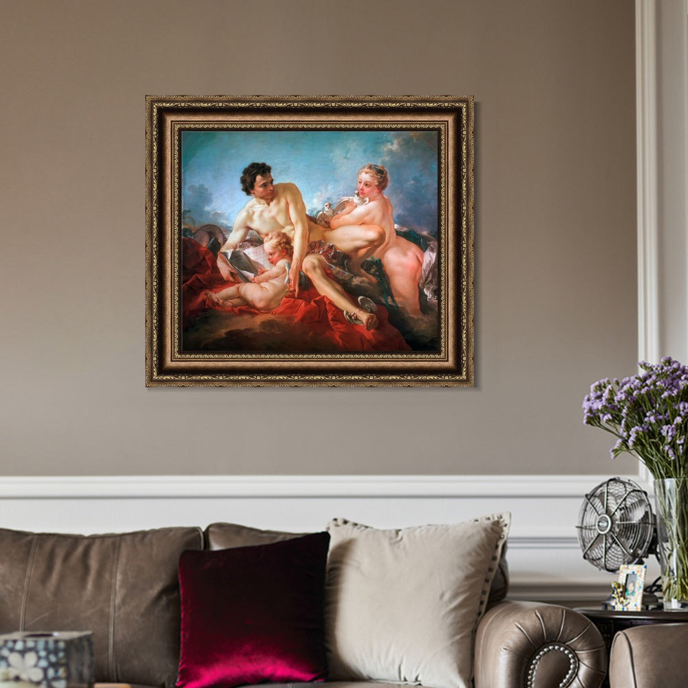 INVIN ART Framed Canvas Art Giclee Print The Education of Cupid by Francois Boucher Wall Art Living Room Home Office Decorations