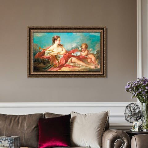 INVIN ART Framed Canvas Art Giclee Print The Muse of Love Poetry by Francois Boucher Wall Art Living Room Home Office Decorations