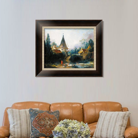 INVIN ART Framed Canvas Art Giclee Print Landscape near Beauvais by Francois Boucher Wall Art Living Room Home Office Decorations