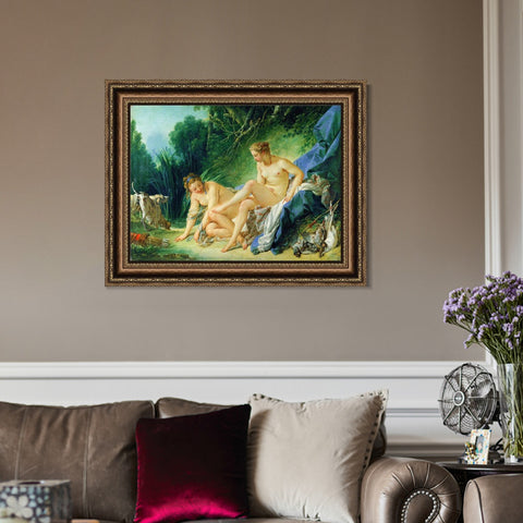 INVIN ART Framed Canvas Art Giclee Print Diana Leaving The Bath by Francois Boucher Wall Art Living Room Home Office Decorations