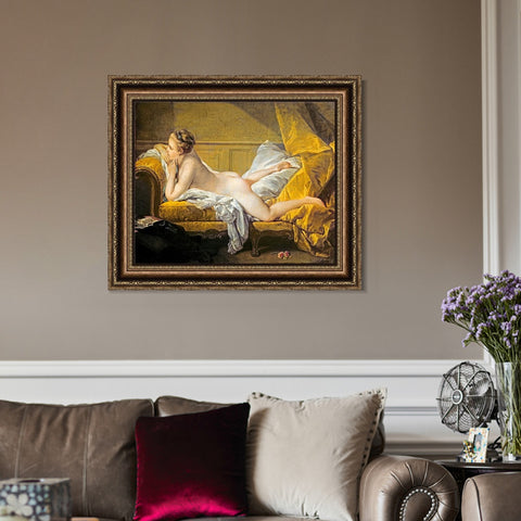 INVIN ART Framed Canvas Art Giclee Print Nude on a sofa by Francois Boucher Wall Art Living Room Home Office Decorations