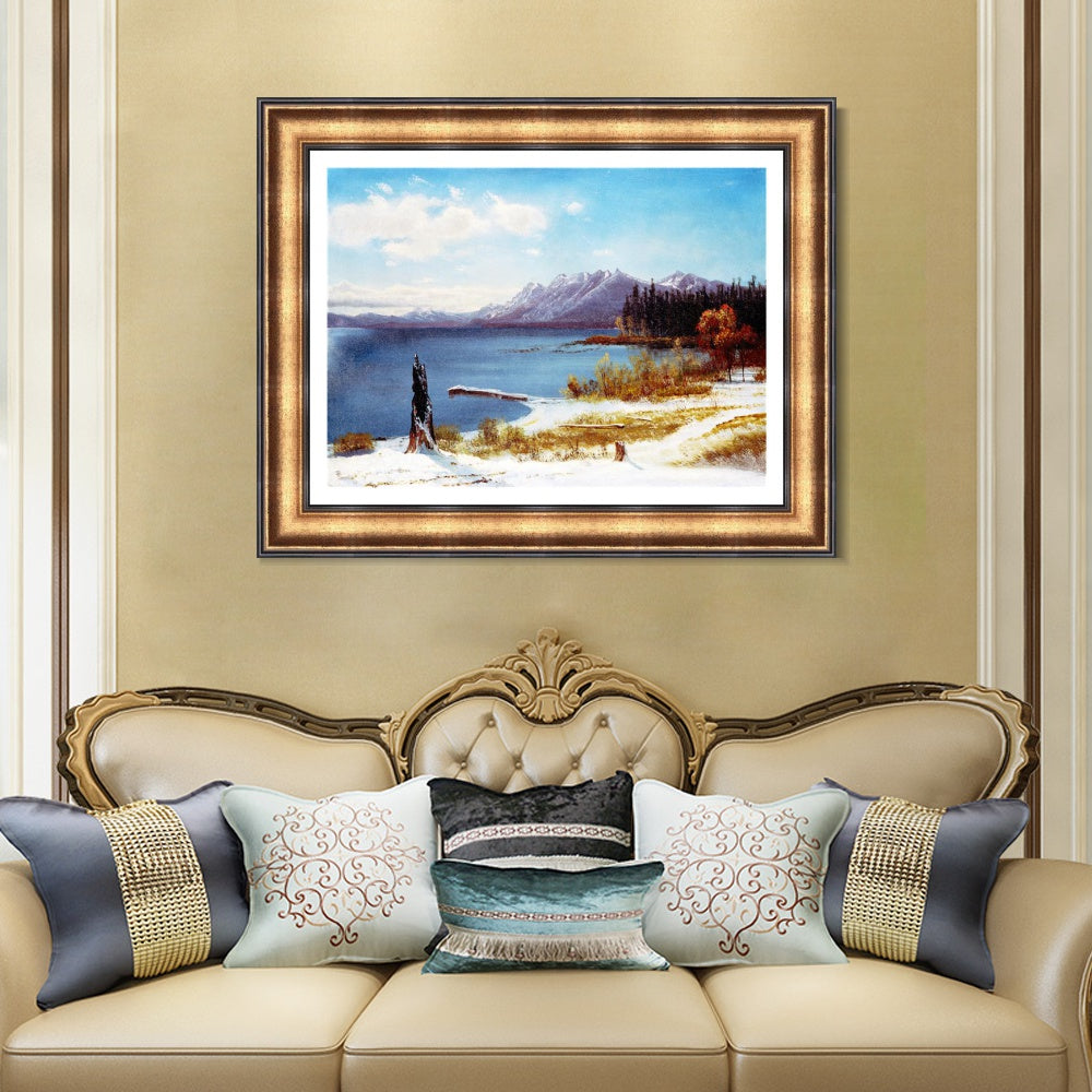 INVIN ART Framed Canvas Art Giclee Print The Lake by Albert Bierstadt Wall Art