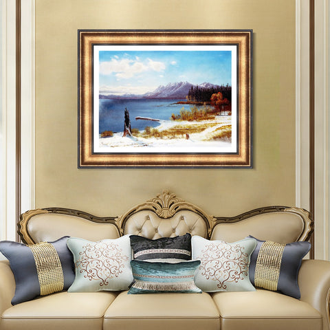 INVIN ART Framed Canvas Art Giclee Print The Lake by Albert Bierstadt Wall Art Living Room Home Office Decorations