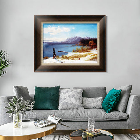 INVIN ART Framed Canvas Art Giclee Print The Lake by Albert Bierstadt Wall Art Living Room Home Office Decorations