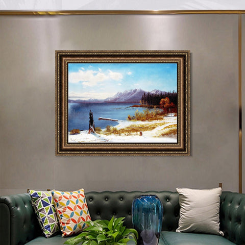 INVIN ART Framed Canvas Art Giclee Print The Lake by Albert Bierstadt Wall Art Living Room Home Office Decorations