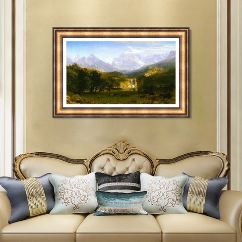 INVIN ART Framed Canvas Art Giclee Print The Rocky Mountains,Lander's Peak 1863 by Albert Bierstadt Wall Art Living Room Home Office Decorations