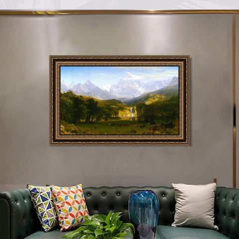 INVIN ART Framed Canvas Art Giclee Print The Rocky Mountains,Lander's Peak 1863 by Albert Bierstadt Wall Art Living Room Home Office Decorations