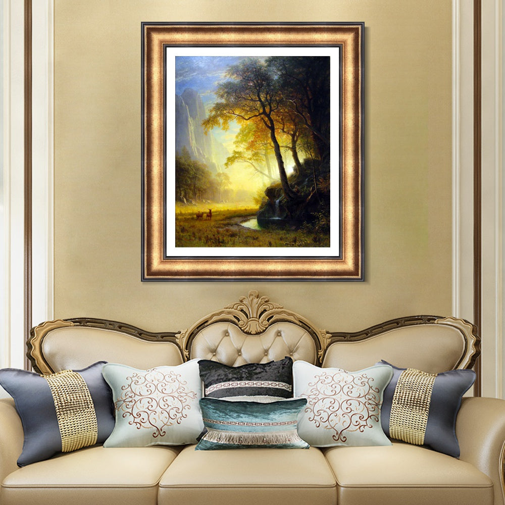 INVIN ART Framed Canvas Art Giclee Print Hetch Hetchy Canyon by Albert Bierstadt Wall Art
