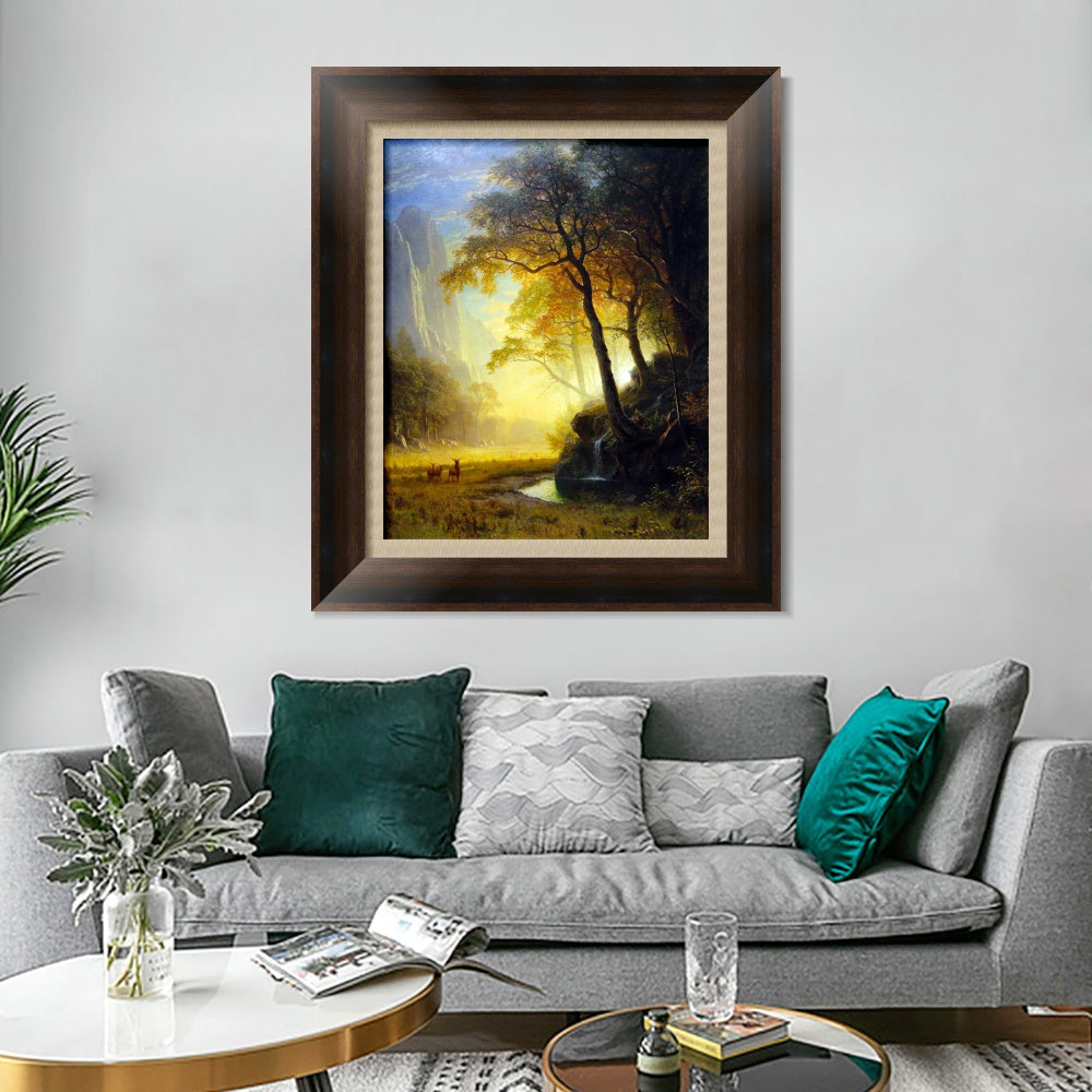 INVIN ART Framed Canvas Art Giclee Print Hetch Hetchy Canyon by Albert Bierstadt Wall Art