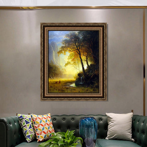 INVIN ART Framed Canvas Art Giclee Print Hetch Hetchy Canyon by Albert Bierstadt Wall Art Living Room Home Office Decorations
