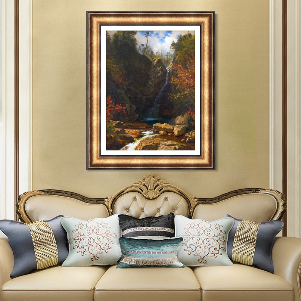 INVIN ART Framed Canvas Art Giclee Print Creek Gently Slipping From The Hills by Albert Bierstadt Wall Art