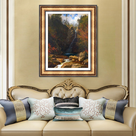 INVIN ART Framed Canvas Art Giclee Print Creek Gently Slipping From The Hills by Albert Bierstadt Wall Art Living Room Home Office Decorations