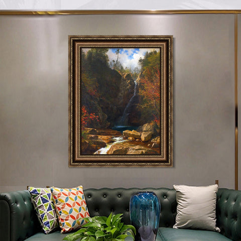INVIN ART Framed Canvas Art Giclee Print Creek Gently Slipping From The Hills by Albert Bierstadt Wall Art Living Room Home Office Decorations