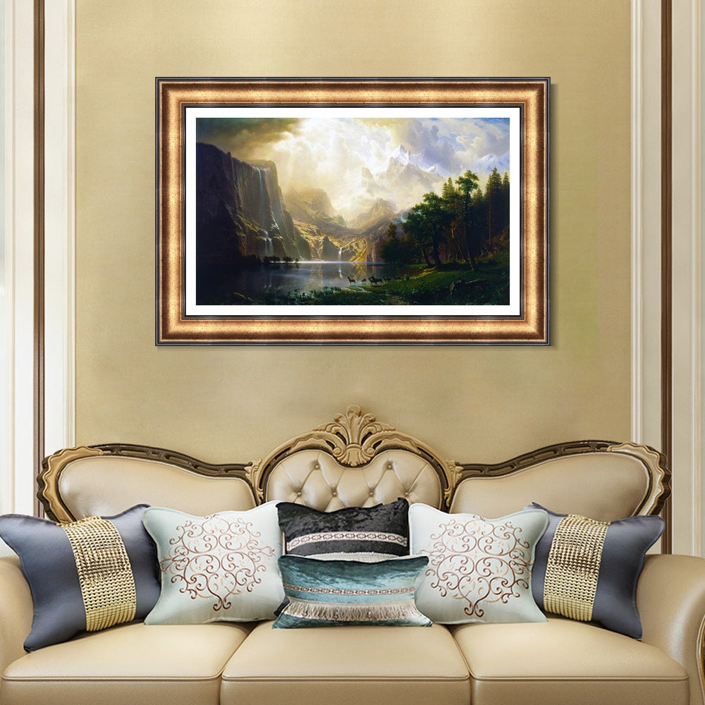INVIN ART Framed Canvas Art Giclee Print Among The Sierra Nevada,California by Albert Bierstadt Wall Art