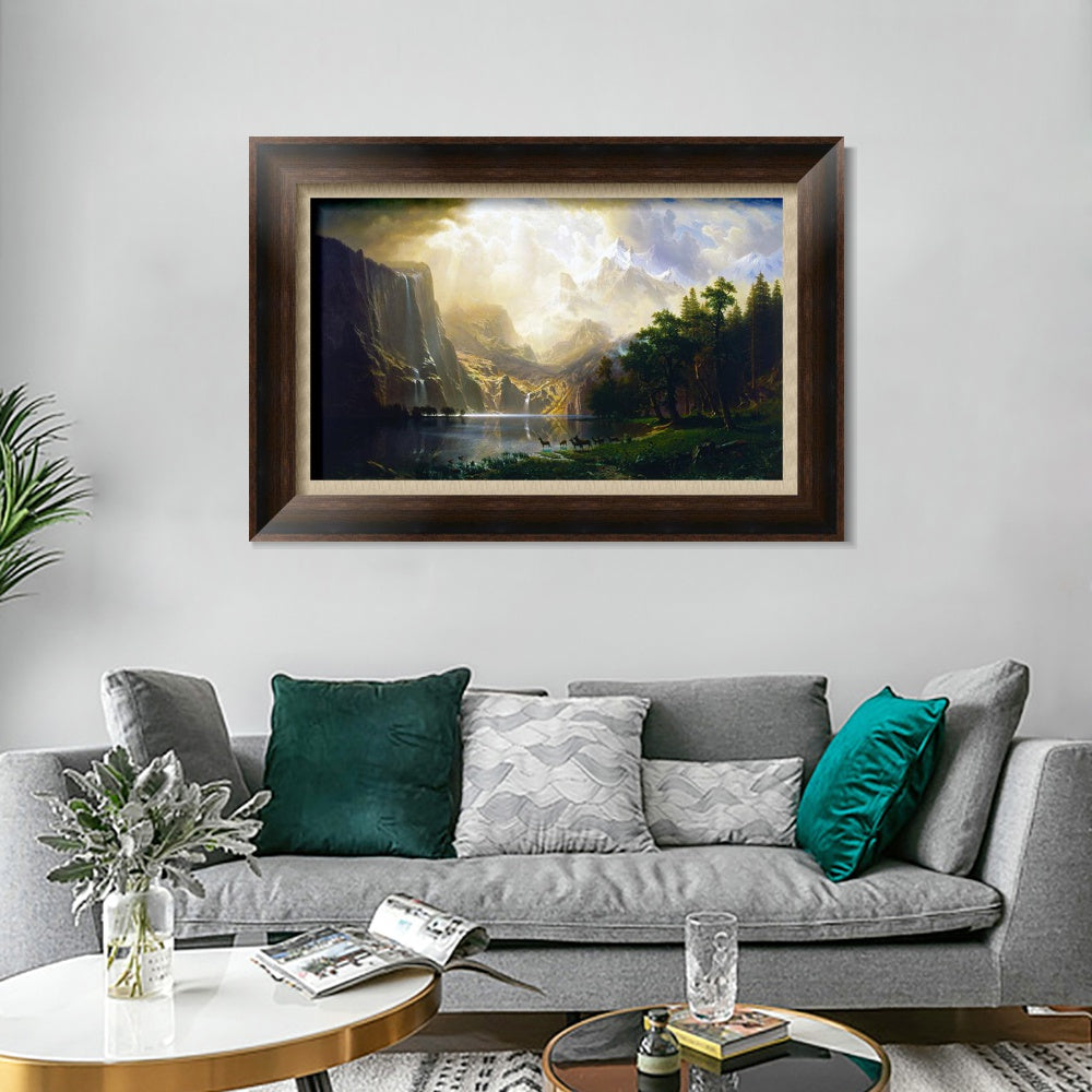 INVIN ART Framed Canvas Art Giclee Print Among The Sierra Nevada,California by Albert Bierstadt Wall Art