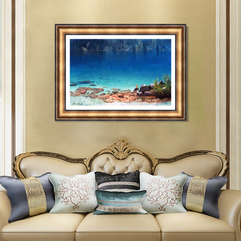 INVIN ART Framed Canvas Art Giclee Print The Quiet Crystal Lake by Albert Bierstadt Wall Art Living Room Home Office Decorations