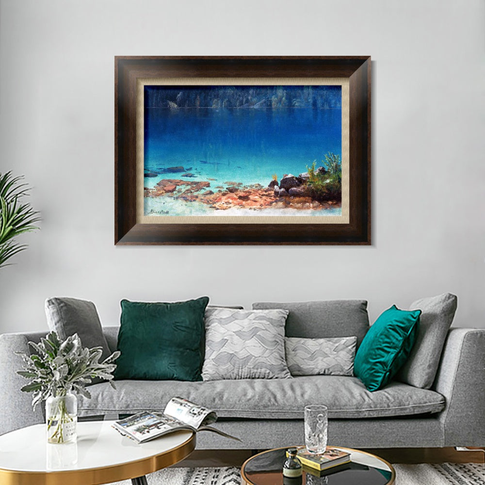INVIN ART Framed Canvas Art Giclee Print The Quiet Crystal Lake by Albert Bierstadt Wall Art