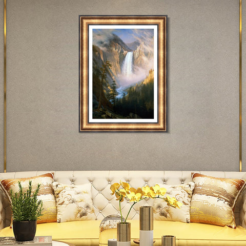 INVIN ART Framed Canvas Art Giclee Print Yellowstone Falls by Albert Bierstadt Wall Art Living Room Home Office Decorations