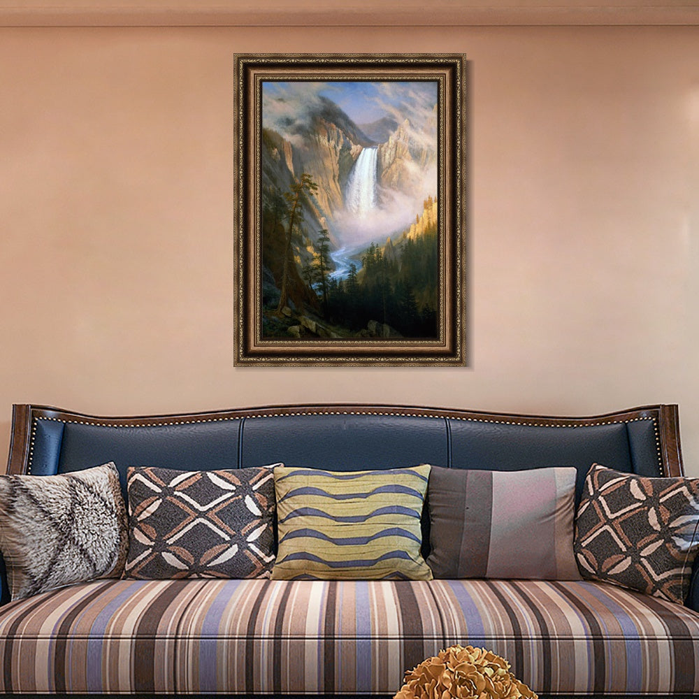 INVIN ART Framed Canvas Art Giclee Print Yellowstone Falls by Albert Bierstadt Wall Art